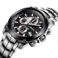 W2174 Promotional Luxury 6 Hour Black Stainless Steel Fashion Watch